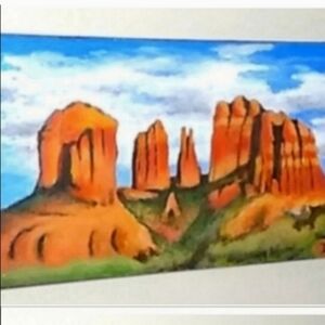 Southwest painting Sadona buttes landscape acrylic on canvas original artist.-